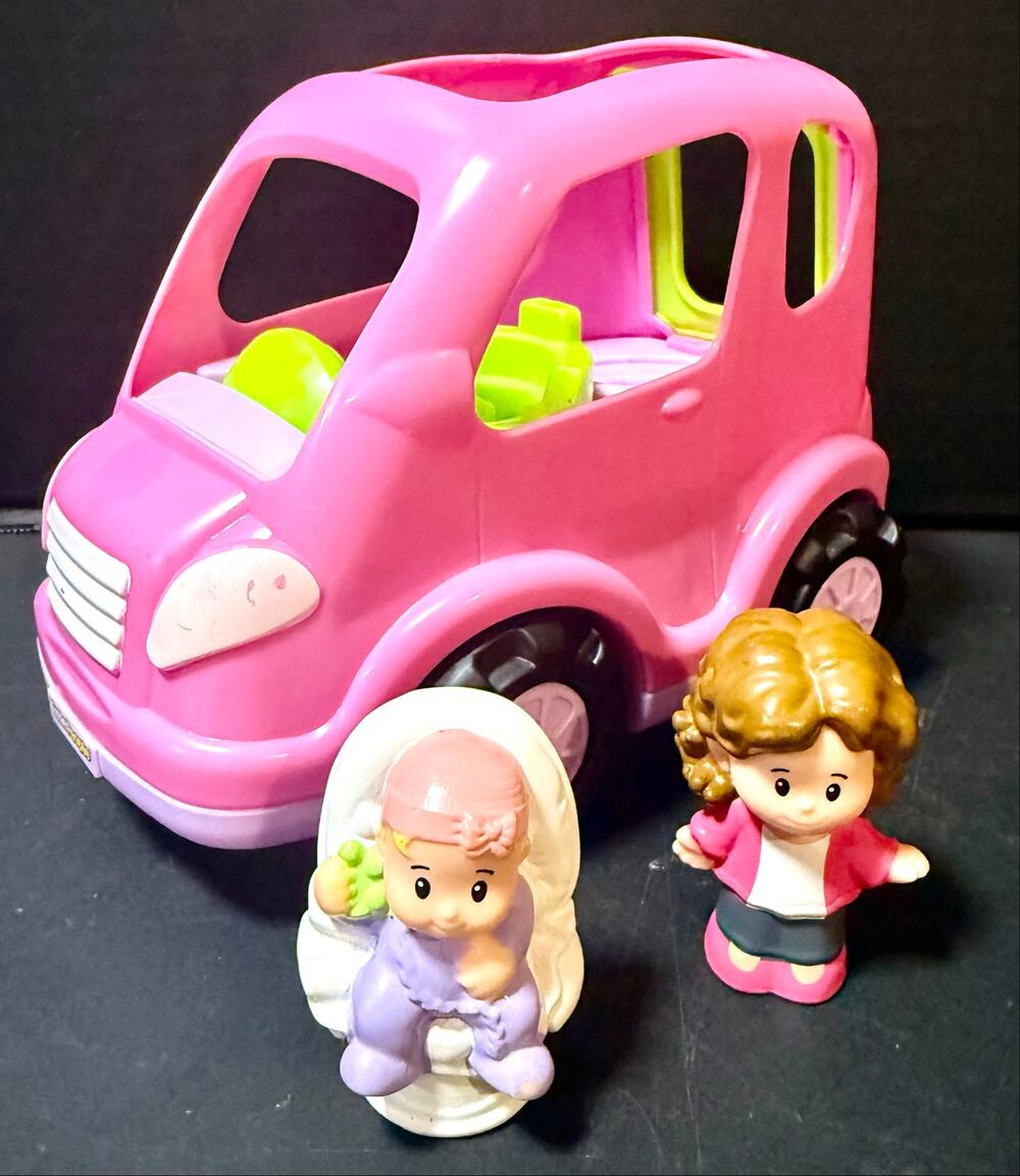 Fisher Price Little People pink SUV Mommy & Baby figures sounds music car van